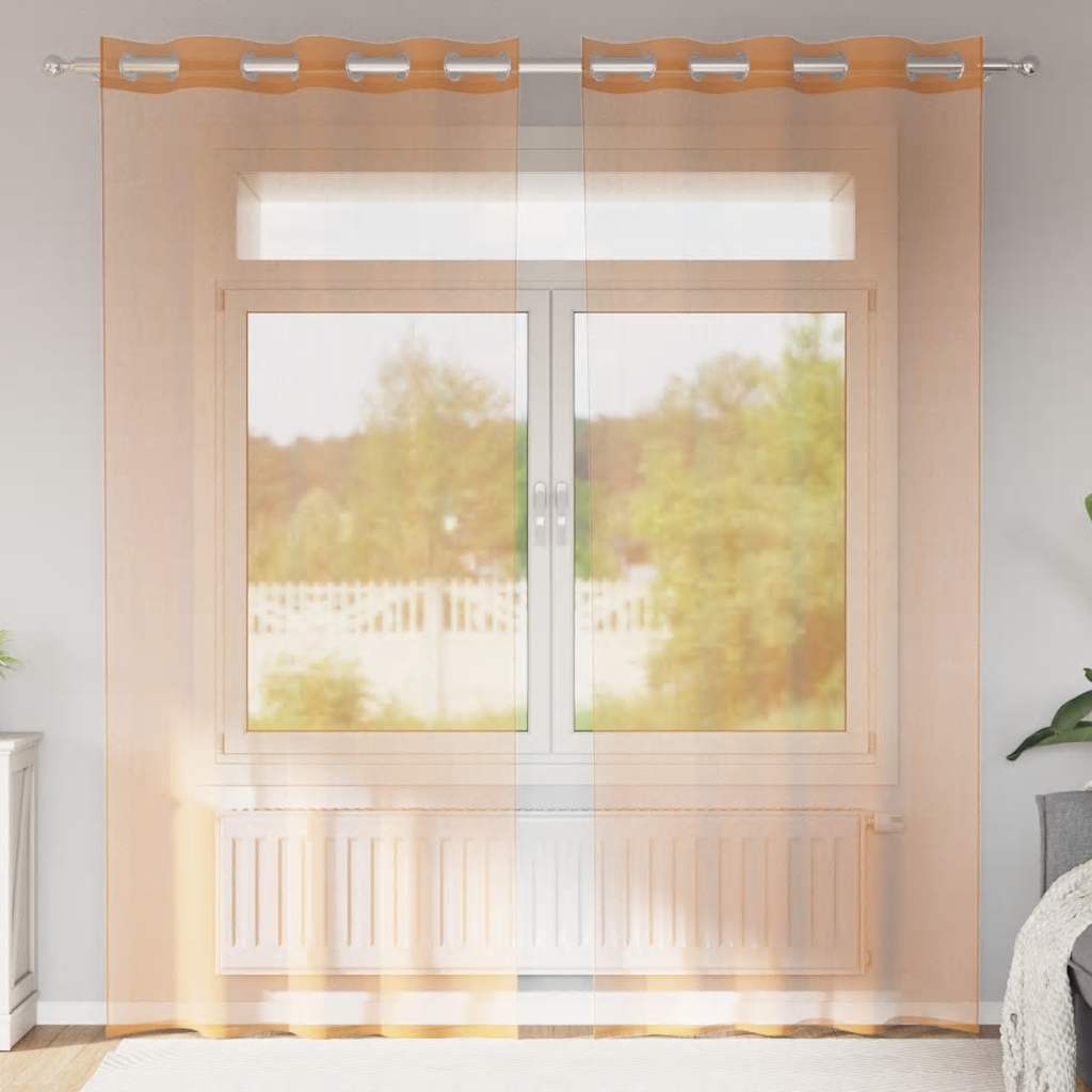 Vidaxl gordijnen voile met doorvoertules 2 st terracotta
