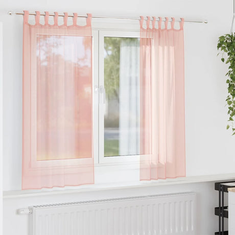 Vidaxl gordijnen voile met roedezakken 2 st roze