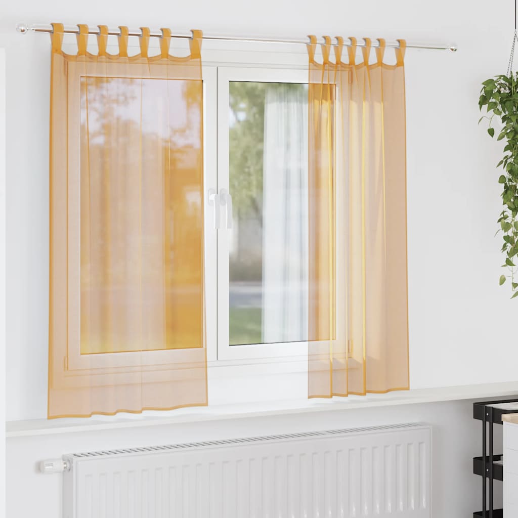 Vidaxl gordijnen voile met lussen 2 st 140x140 cm oranje