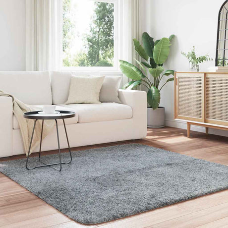 Vidaxl hoogpolig vloerkleed navarra 160x160 cm polyester lichtgrijs