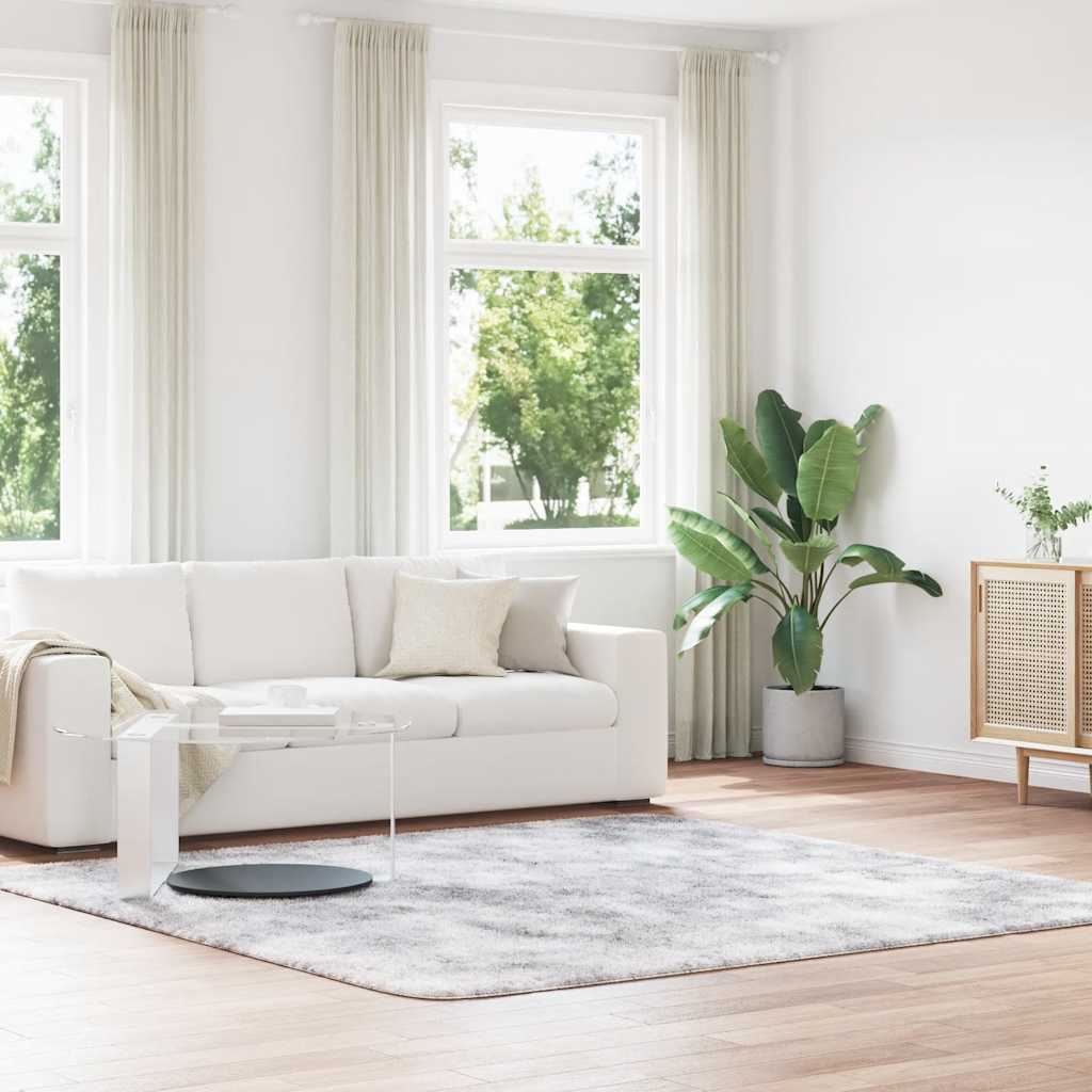 Vidaxl hoogpolig vloerkleed navarra 240x240 cm polyester zilvergrijs
