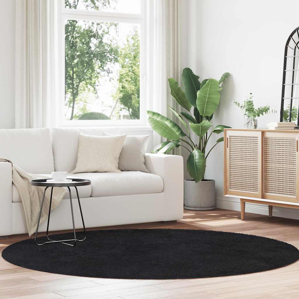 Vidaxl hoogpolig vloerkleed navarra 200x200 cm polyester zwart