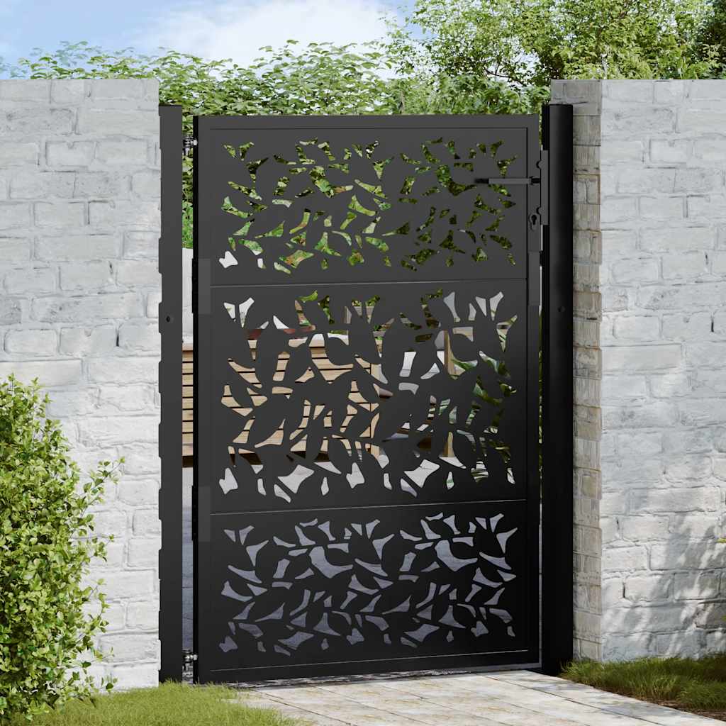 Vidaxl poort met bladontwerp 100x125 cm staal zwart