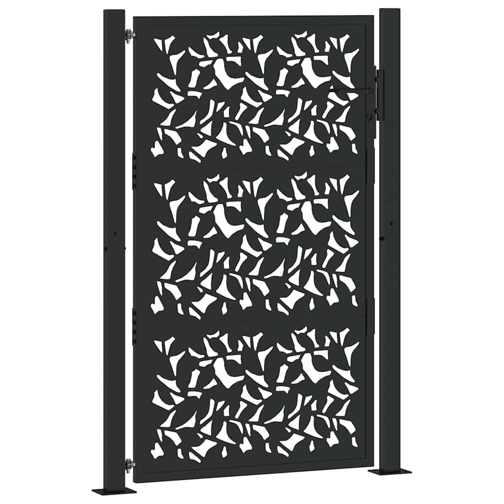 Vidaxl poort met bladontwerp 100x150 cm staal zwart