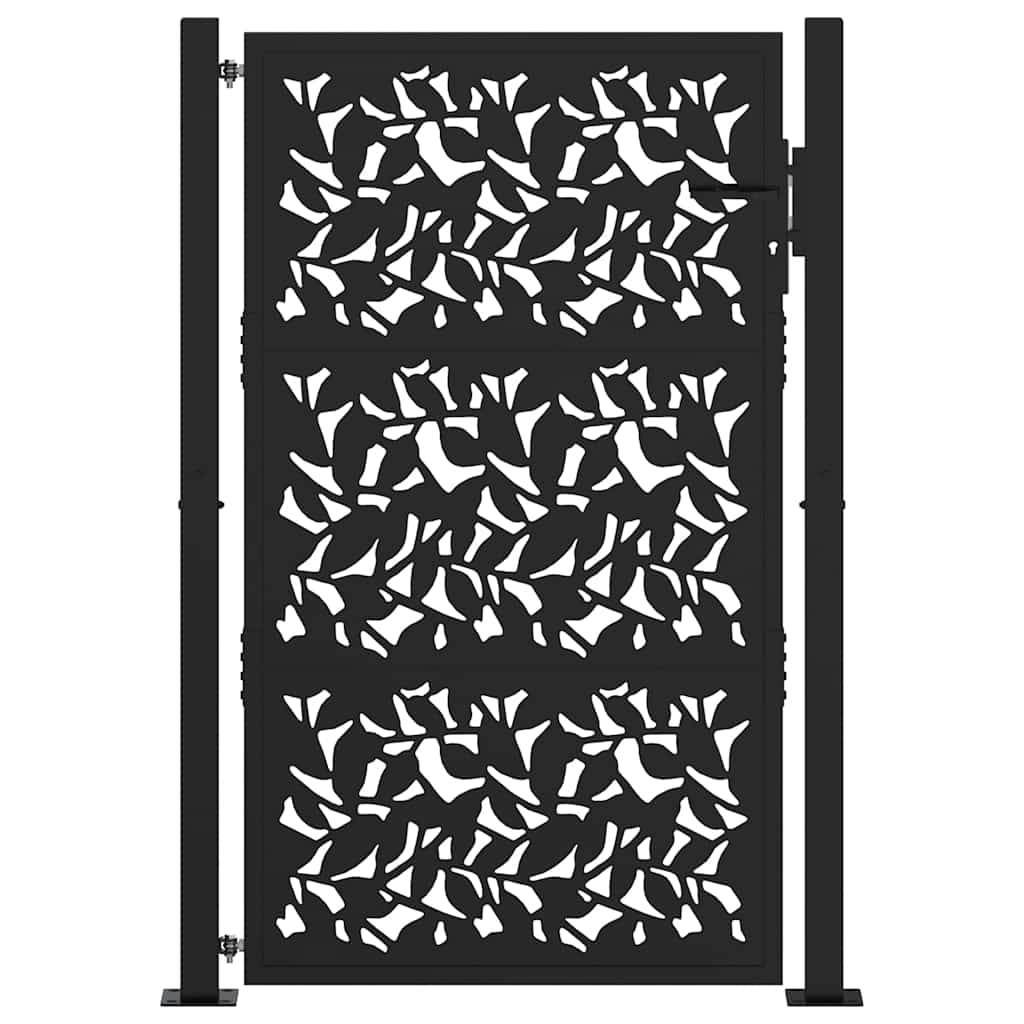 Vidaxl poort met bladontwerp 100x150 cm staal zwart