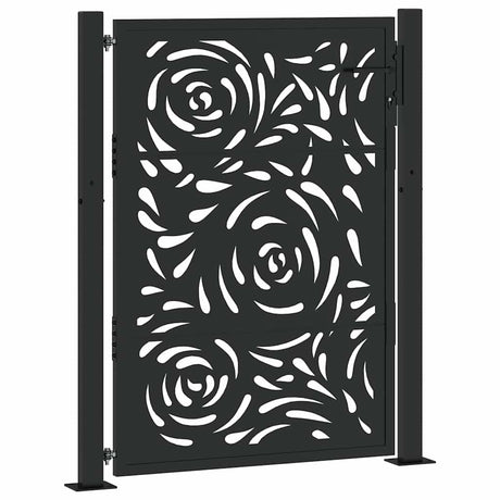 Vidaxl poort met vlamontwerp 100x125 cm staal zwart