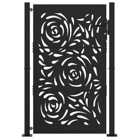 Vidaxl poort met vlamontwerp 100x150 cm staal zwart