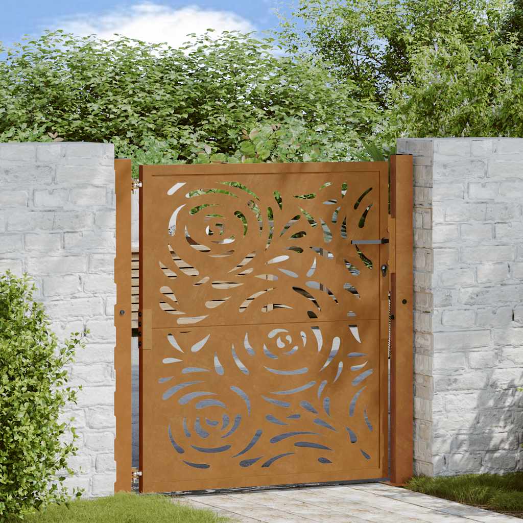 Vidaxl poort met vlamontwerp 100x100 cm weervast staal