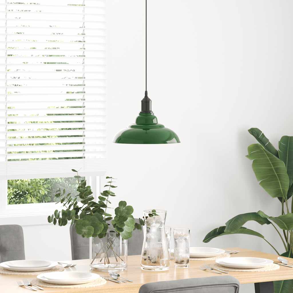 Vidaxl hanglamp in hoogte verstelbaar e27 ø31 cm metaal glanzend groen