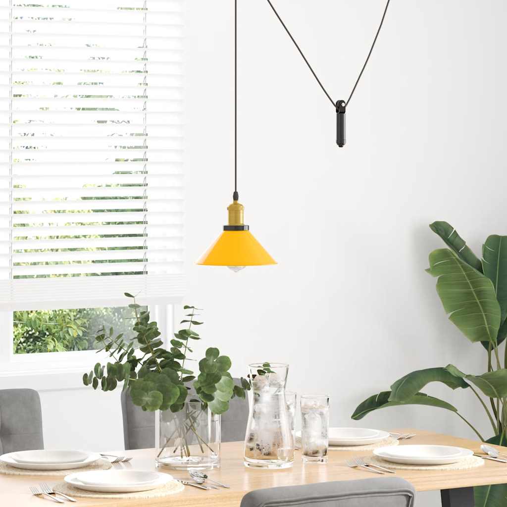 Vidaxl hanglamp in hoogte verstelbaar e27 ø22 cm metaal glanzend geel