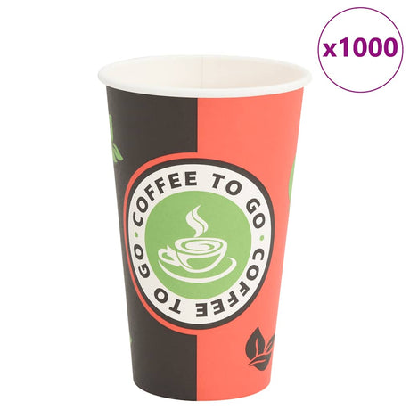 VidaXL tasses à café en papier 1000 pcs 16oz 400 ml rouge et noir