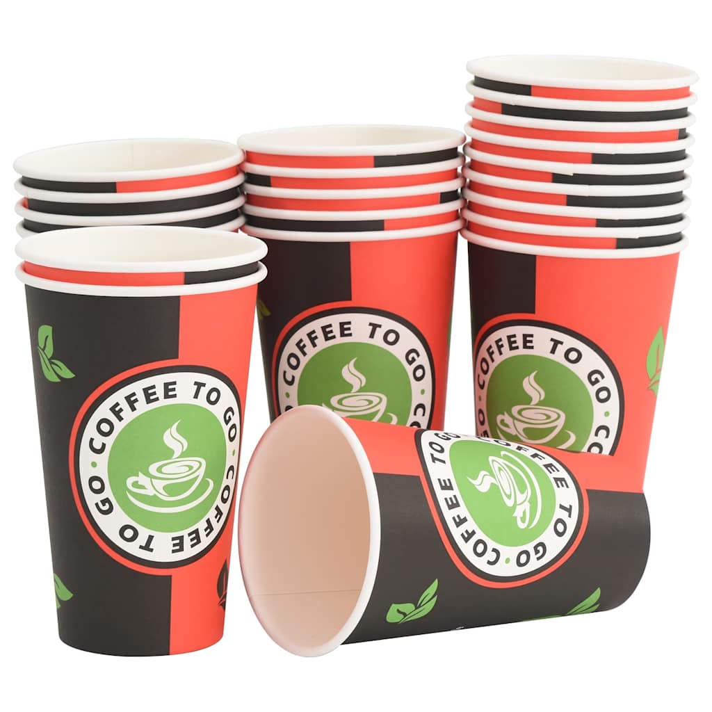 VidaXL tasses à café en papier 1000 pcs 16oz 400 ml rouge et noir