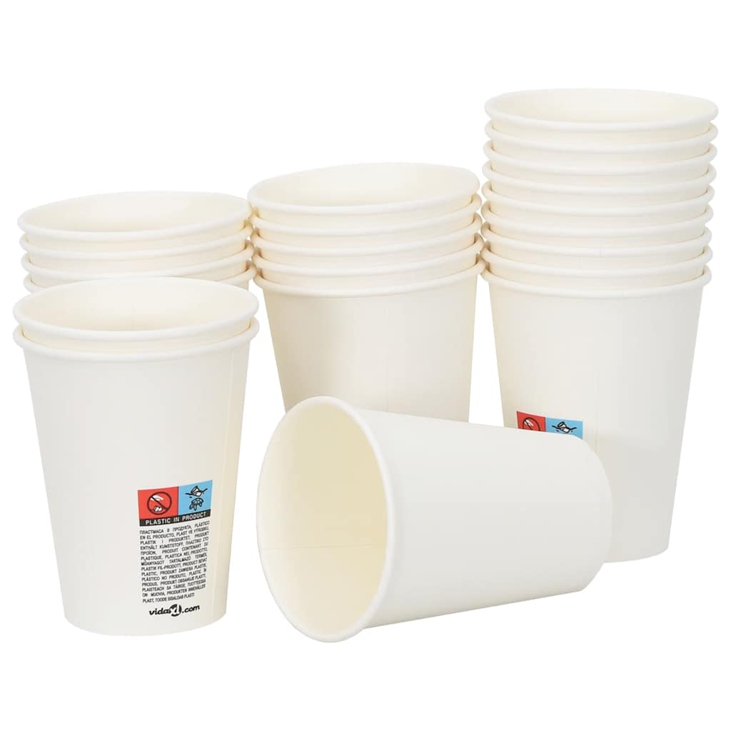 VidaXL tasses à café en papier 1000 pcs 12oz 300 ml blanc