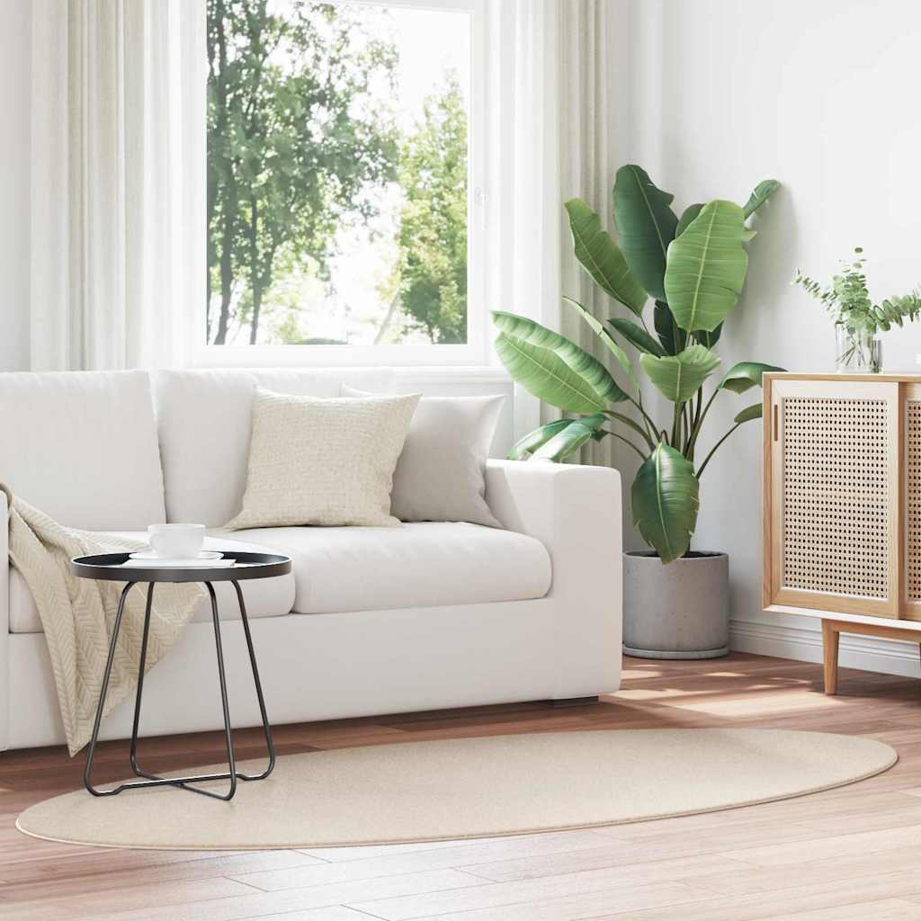 Vidaxl vloerkleden ovaal huarte beige 120 x 170 cm 100% polyester