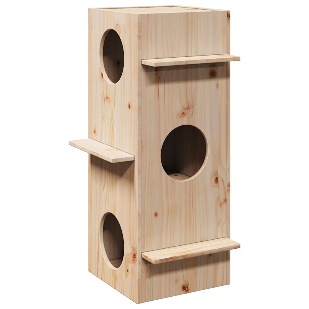 Vidaxxl maison pour chat 43x43x90 cm bois de pin massif