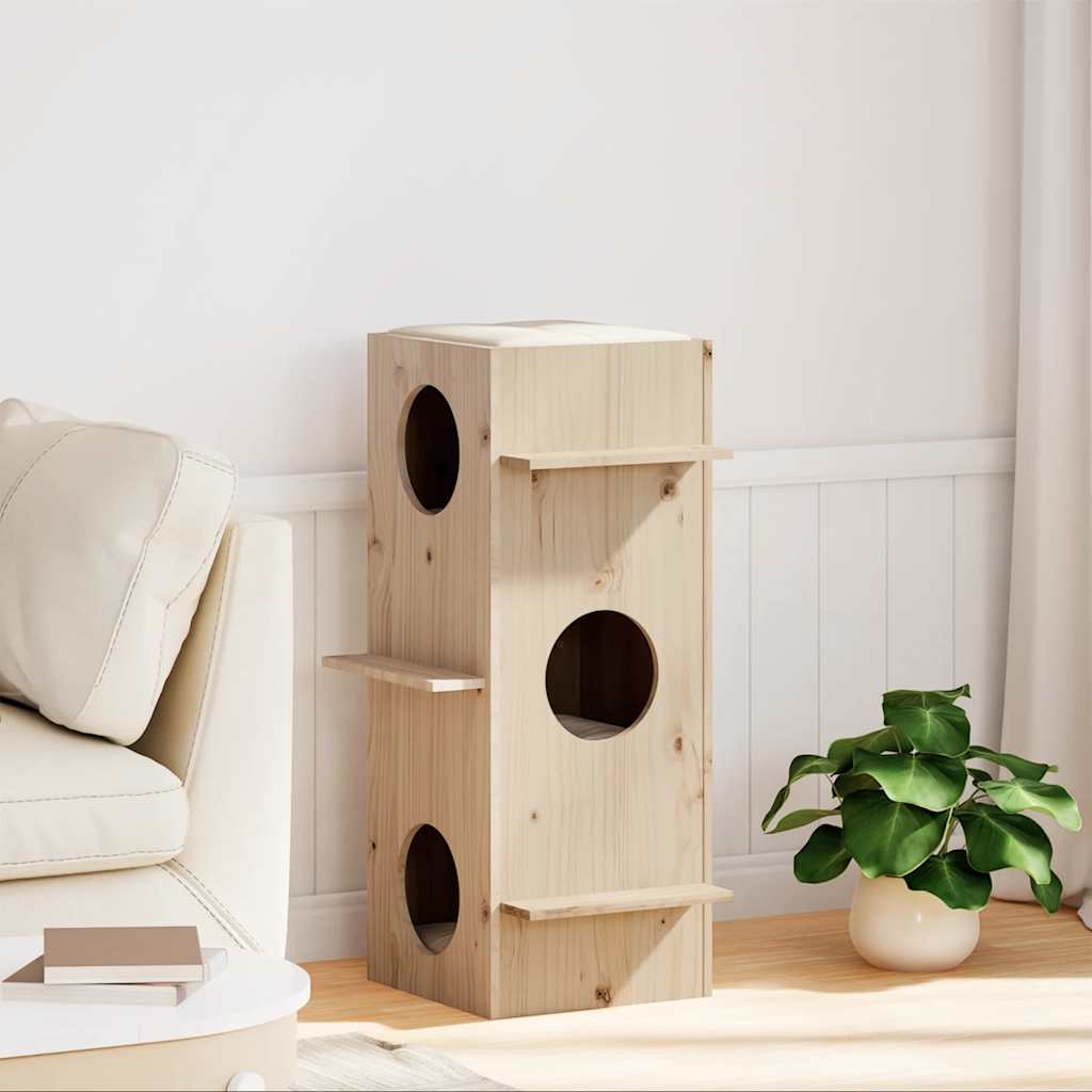 Vidaxxl maison pour chat 43x43x90 cm bois de pin massif