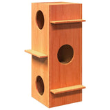 Vidaxxl maison pour chat 43x43x90 cm bois de pin massif, marron lavé