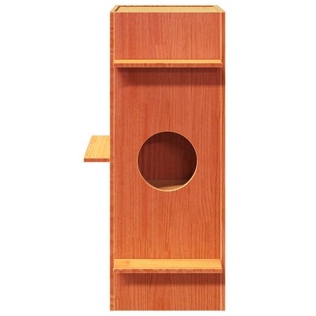 Vidaxxl maison pour chat 43x43x90 cm bois de pin massif, marron lavé