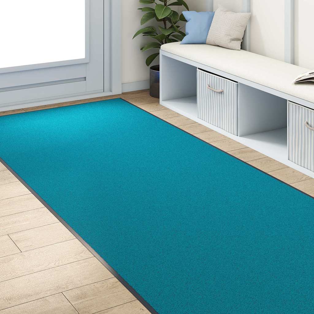 Vidaxl deurmat anders cyaan en zwart 120 x 250 cm polyamide en pvc