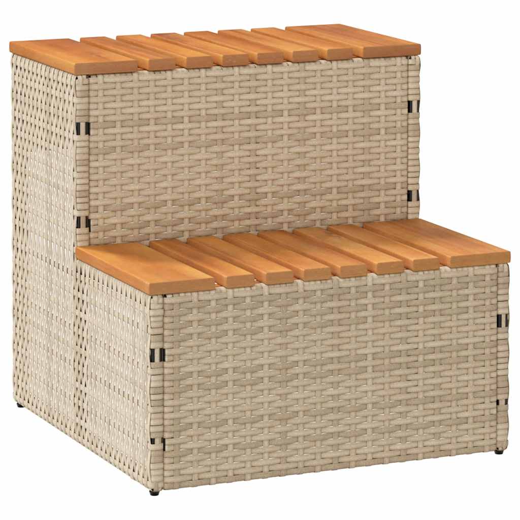 Vidaxx marche de spa 50x50x50,5cm polyrotin bois d'acacia massif beige