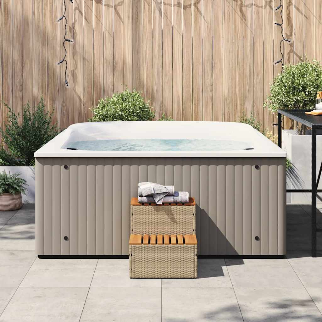 Vidaxx marche de spa 50x50x50,5cm polyrotin bois d'acacia massif beige