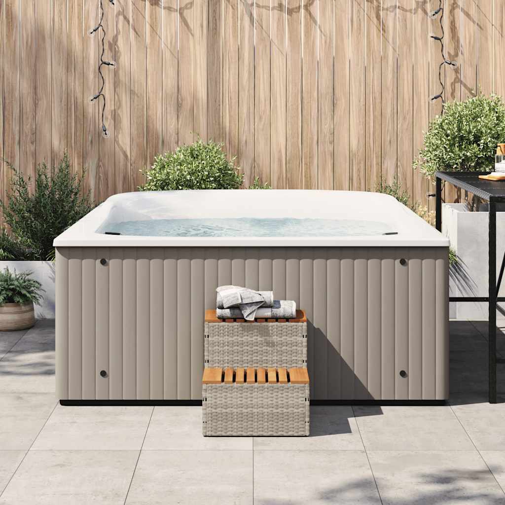 Vidaxl hottub-opstap 50x50x50,5 cm poly rattan massief acaciahout