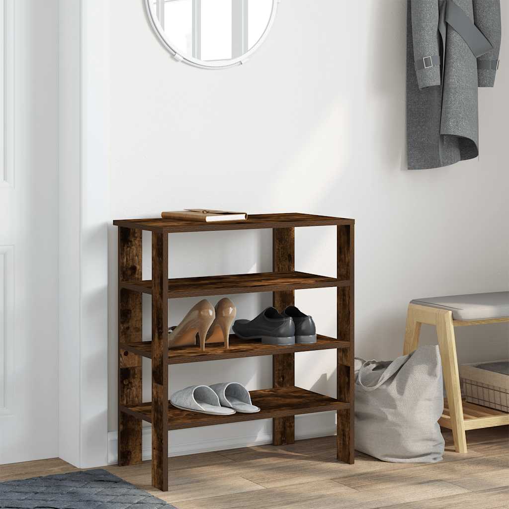 Vidaxl Shoe Rack 61x32x70 cm de madera procesada de roble ahumado coloreado