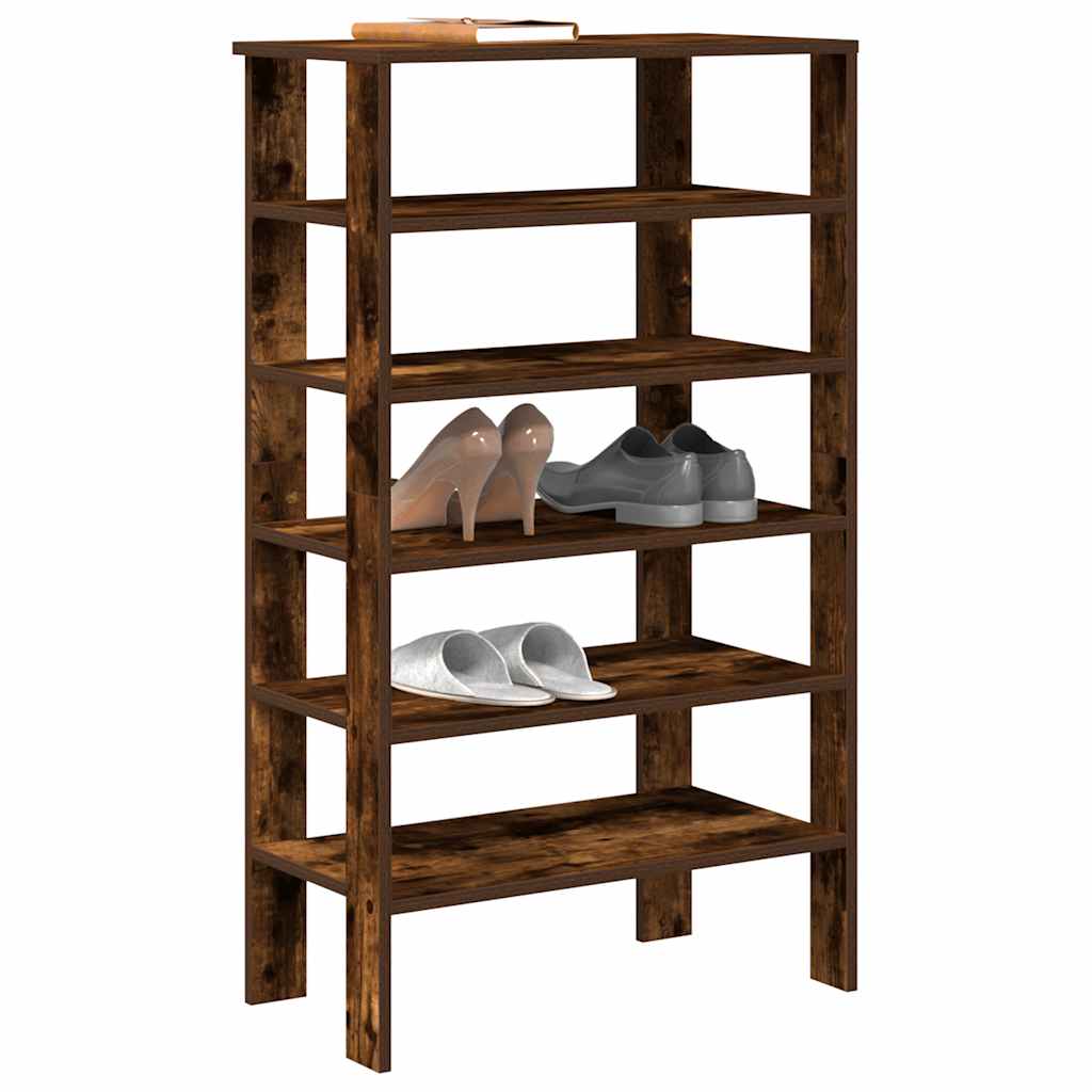 Vidaxl Shoe Rack 61x32x105 cm de madera procesada de roble ahumado