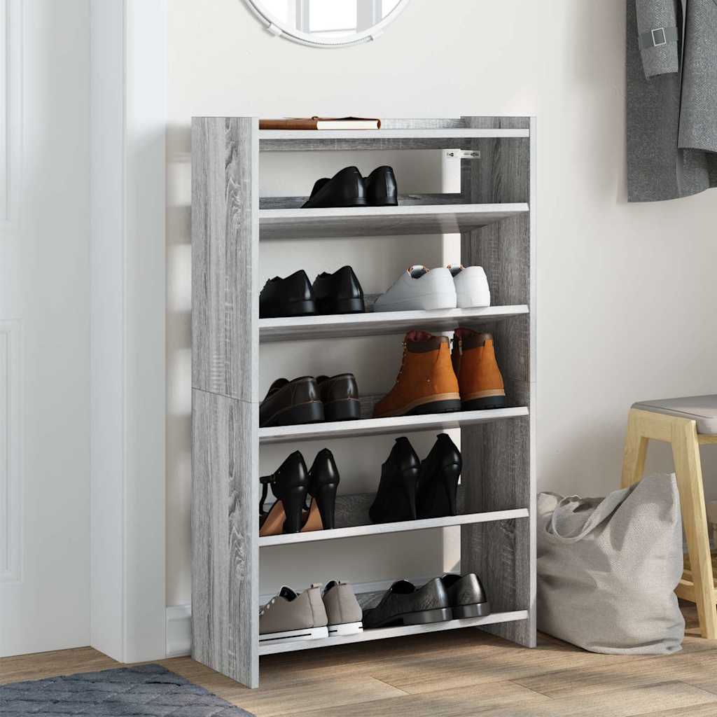 Vidaxl Shoe Rack 60x25x100 cm forarbejdet træ grå sonoma eg farvet