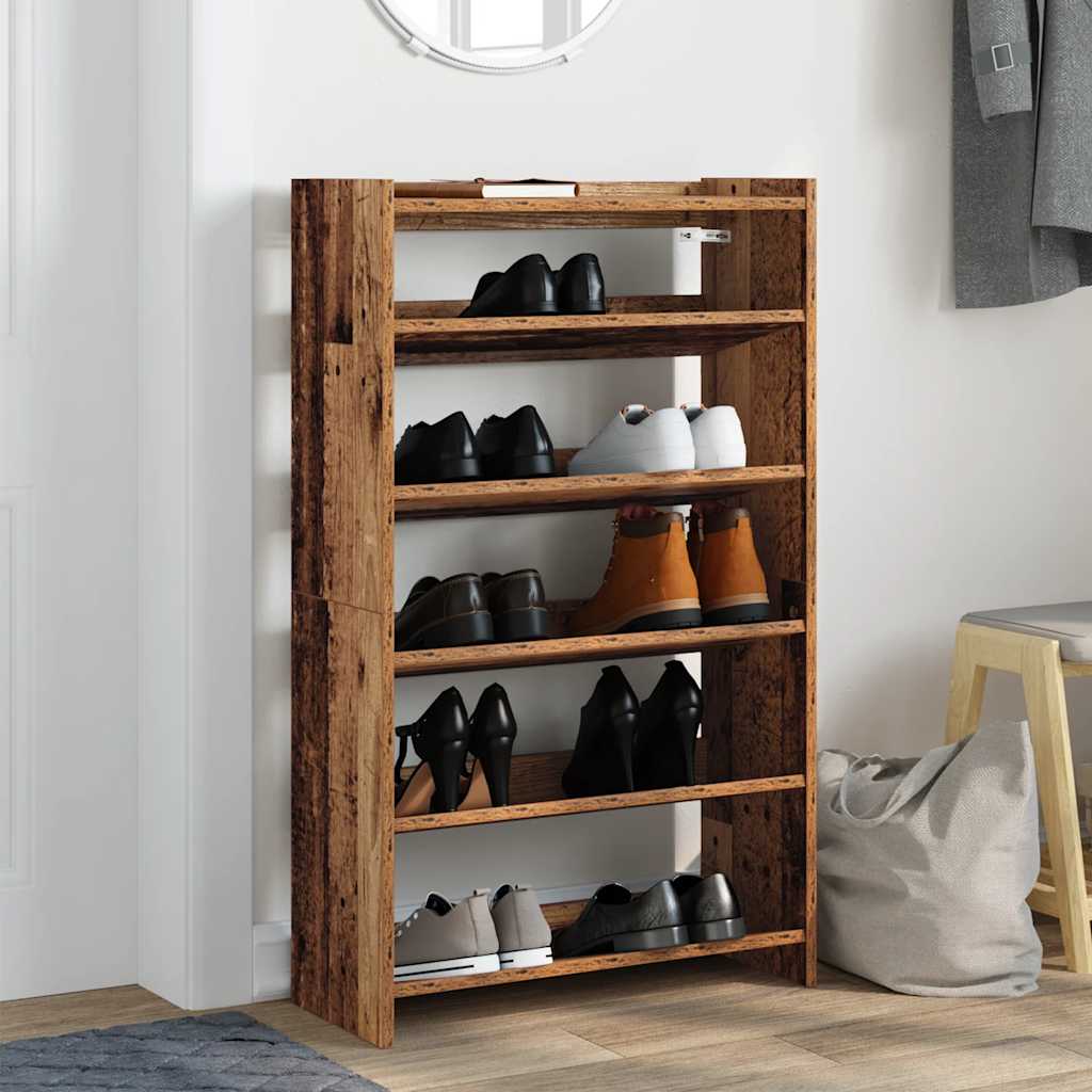 Rack de chaussures Vidaxl 60x25x100 cm Bois transformé vieux bois coloré