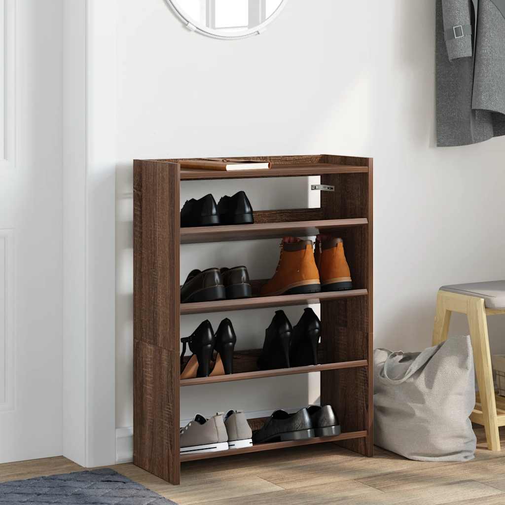 Vidaxl Shoe Rack 60x25x81 cm forarbejdet træbrun eg farve