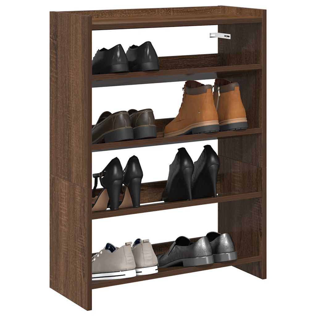 Vidaxl Shoe Rack 60x25x81 cm forarbejdet træbrun eg farve