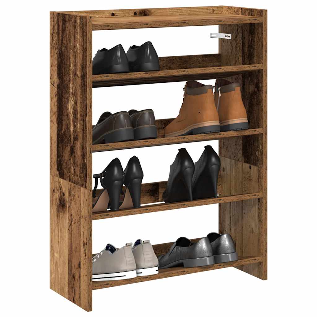 Rack de chaussures Vidaxl 60x25x81 cm Bois transformé vieux bois coloré