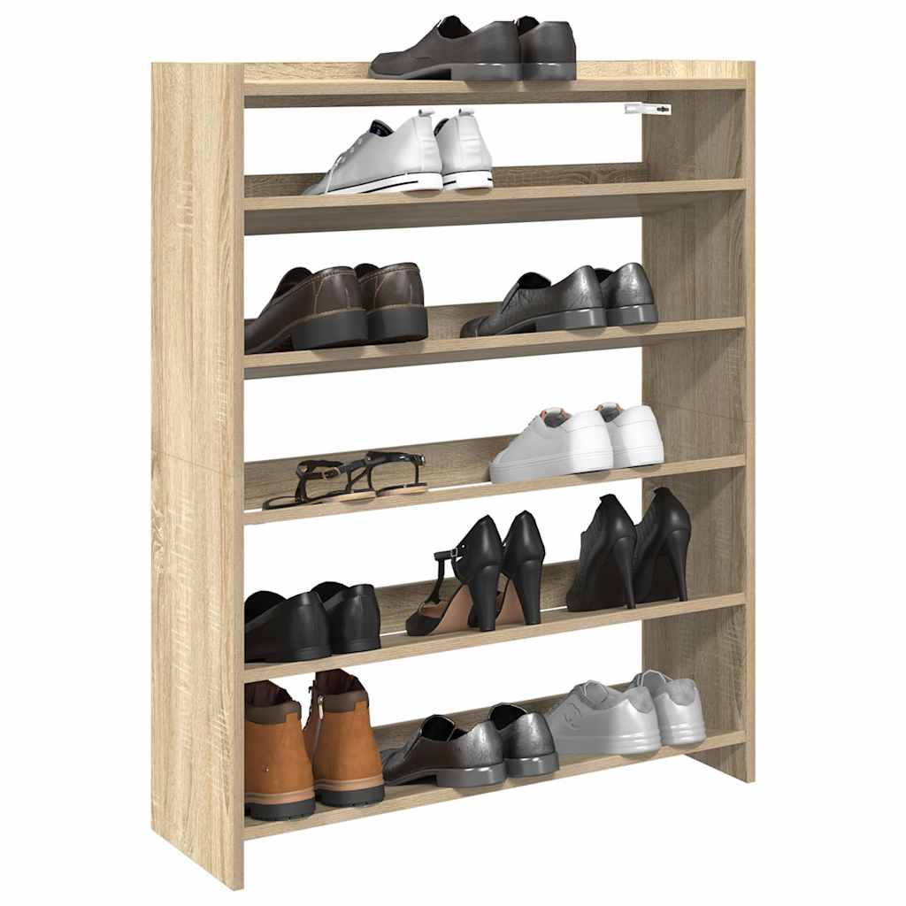 VIDAXL -Schuhregal 80x25x100 cm verarbeitetes Holz Sonoma Eiche farbig