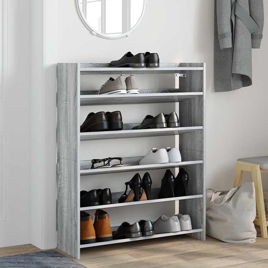 Vidaxl Shoe Rack 80x25x100 cm przetworzony drewniany szary sonoma dębowy kolorowy