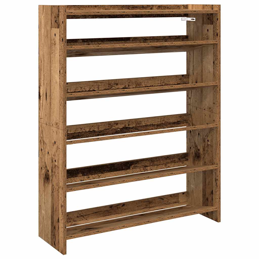 Vidaxl Shoe Rack 80x25x100 cm forarbejdet træ gammel træ -farvet