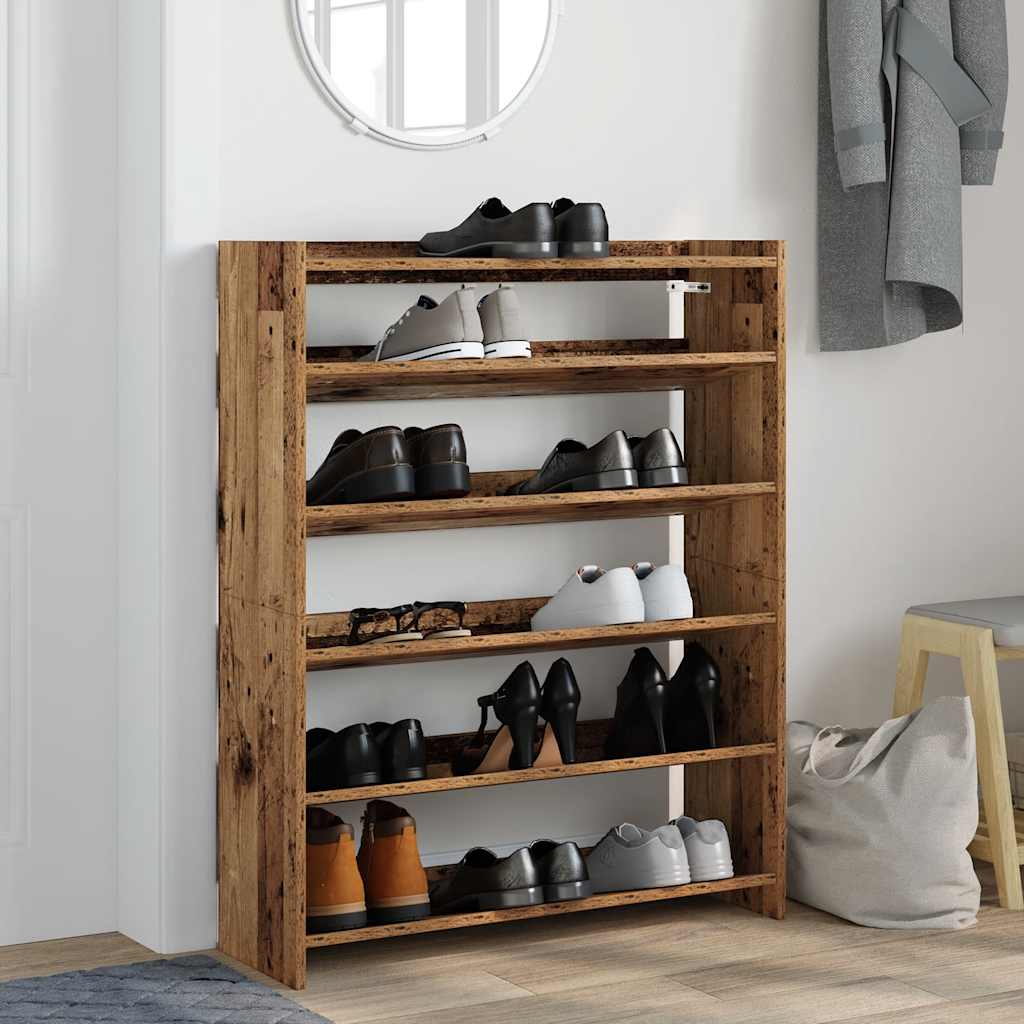 Rack de chaussures Vidaxl 80x25x100 cm Bois transformé Old Wood -Colored