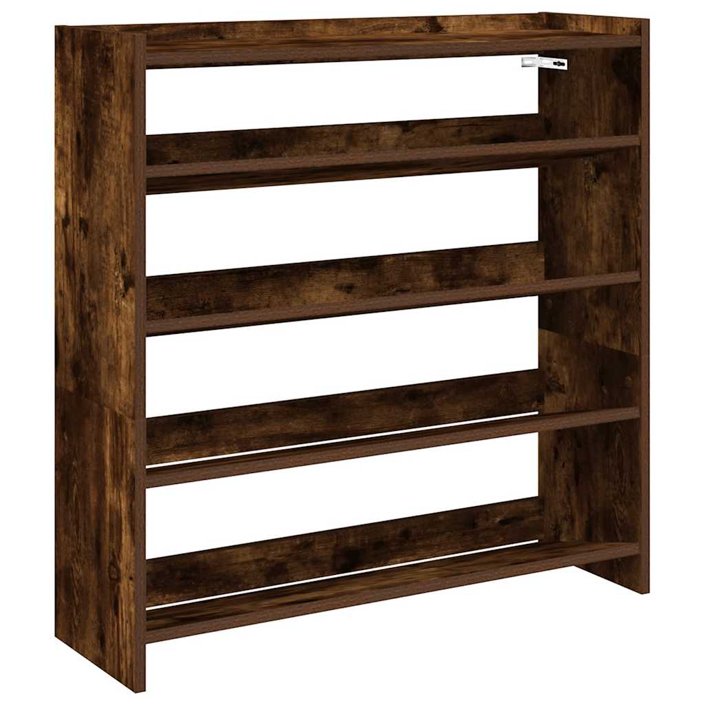 Vidaxl Schong Rack 80x25x81 cm veraarbechte Holz gefëmmt Oak faarweg