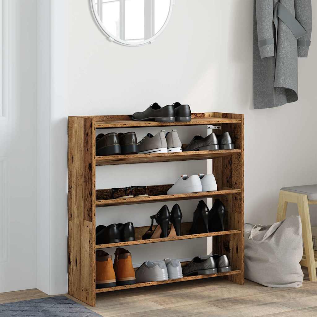 Vidaxl Shoe Rack 80x25x81 cm forarbejdet træ gammel træ -farvet