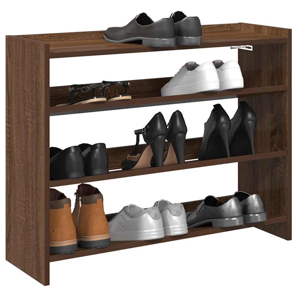 Vidaxl Shoe Rack 80x25x62 cm bearbetad träbrun ekfärg