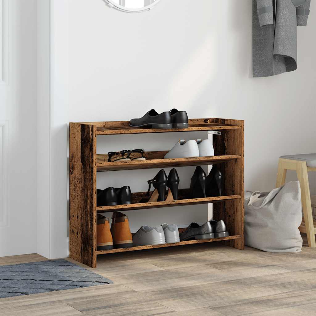 Vidaxl Shoe Rack 80x25x62 cm forarbejdet træ gammel træ -farvet