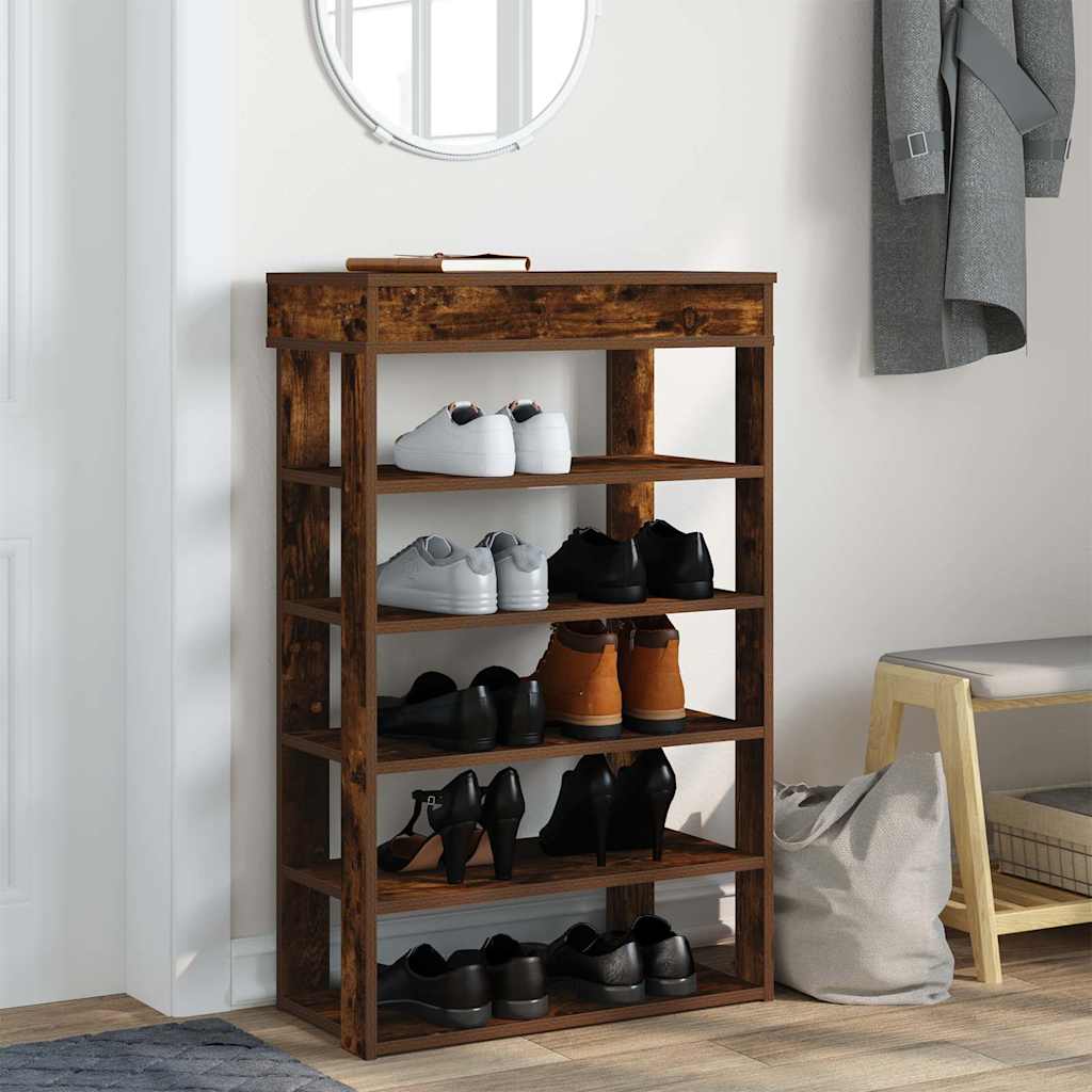 Vidaxl Shoe Rack 60x30x98 cm forarbejdet træ røget eg farvet