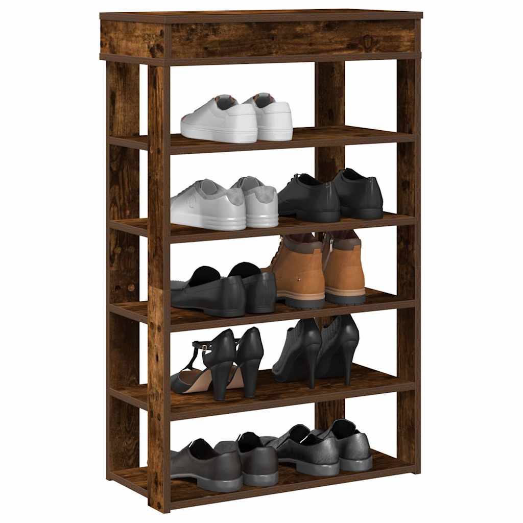 Vidaxl Shoe Rack 60x30x98 cm de madera procesada de roble ahumado coloreado