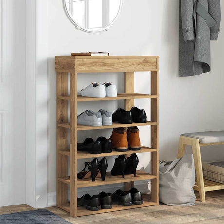 Vidaxx étagère à chaussures 60x30x98 cm en bois travaillé, coloris chêne artisanal