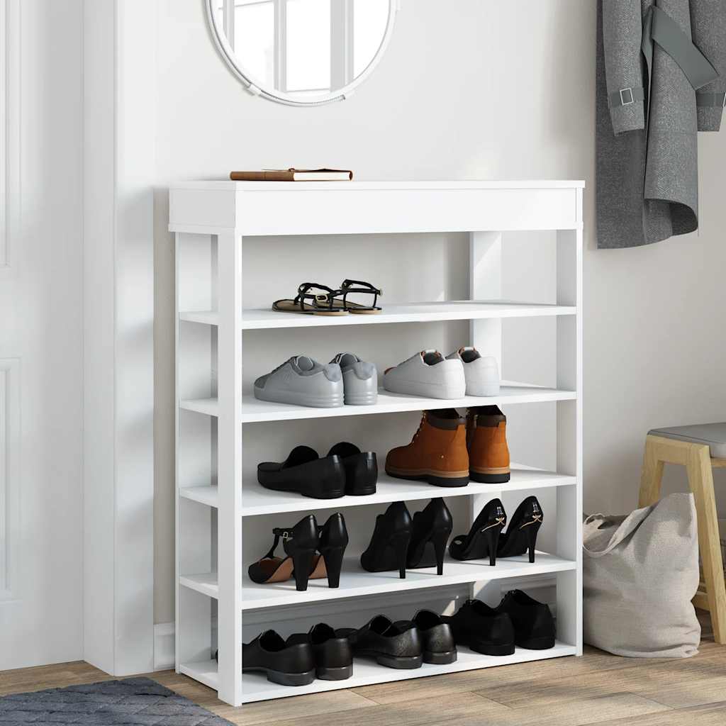 Vidaxl Shoe Rack 80x30x98 cm przetworzony drewniany biały