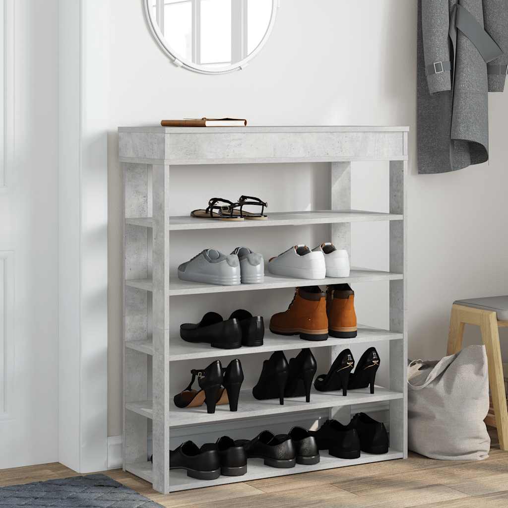 Vidaxx étagère à chaussures 80x30x98 cm bois d'ingénierie béton gris