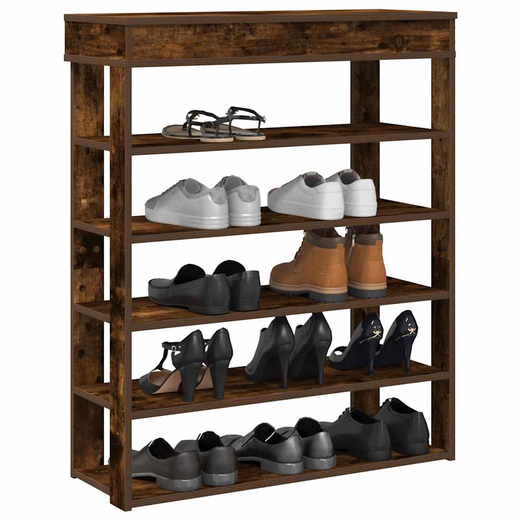 Rack de chaussures Vidaxl 80x30x98 cm en bois transformé en chêne fumé coloré