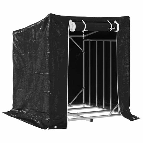 Vidaxx support à bois de chauffage avec housse de pluie 100,5x100,5x110,5 cm en acier