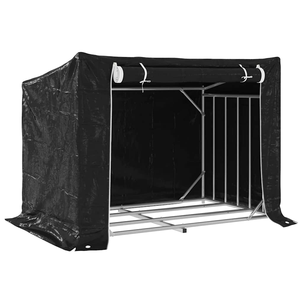 Vidaxx support à bois de chauffage avec housse de pluie 150,5x100,5x110,5 cm en acier