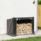 Vidaxx support à bois de chauffage avec housse de pluie 150,5x100,5x110,5 cm en acier